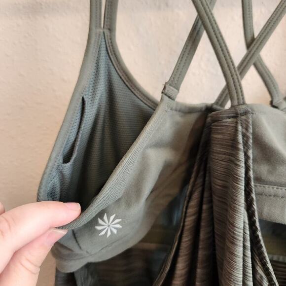 Athleta Shadow Stripe‎ Energize Tank Jasper Green Size Medium - Picture 8 of 12